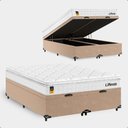Ver mais imagens de Cama Box Baú Casal Bipartido Bege + Colchão Life D33 Pillow Top 61x138x188cm Branco - e-Shop Casa