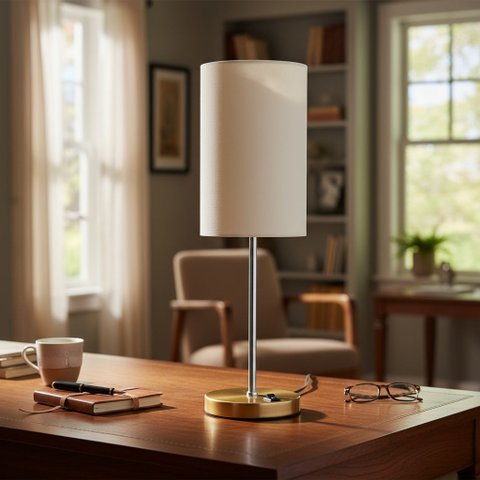 Abajur Luminaria de Mesa Premium Redondo com Interruptor Decoração Casa Quarto Sala Escritório