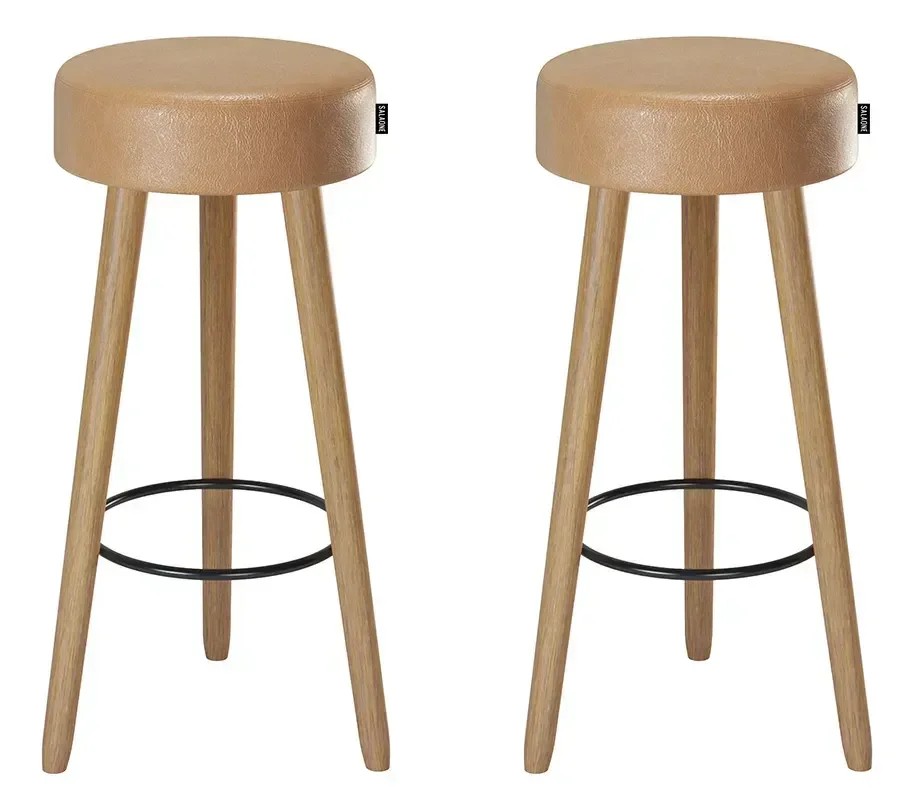 Kit 2 Banquetas Alta Londres Banco 70cm para Balcão Bar Cozinha Gourmet- Salaone:amarula