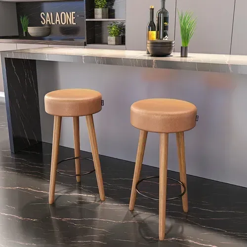 Ver imagem 3 de Kit 2 Banquetas Alta Londres Banco 70cm para Balcão Bar Cozinha Gourmet- Salaone:amarula