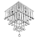 Ver imagem 1 de Lustre de Cristal Para Sala e Escritório, 30 Cm de Altura, Base de Inox Espelhado 30x30 Cm, Cristais