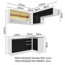 Ver imagem 4 de Armário de Cozinha Completa de Canto 349cm Branco/Preto Glamy Madesa 06