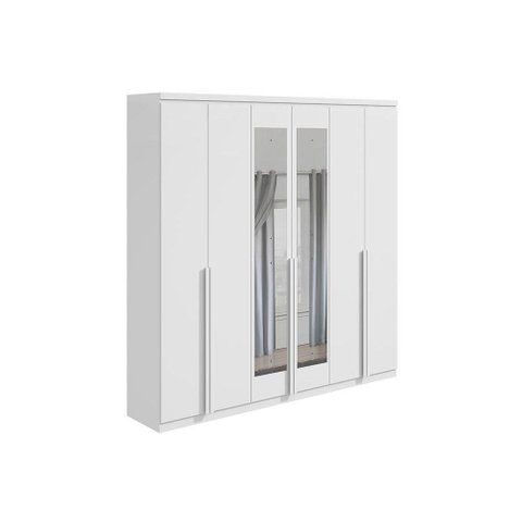 Guarda Roupa Casal 6 Portas e 4 Gavetas C/ Espelho Alonzo New Branco - Lopas