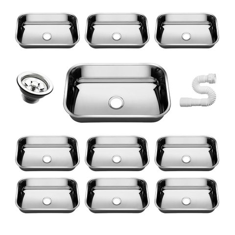 10 Cubas Pia Inox N1 47x30x17 Aço 430 Cozinha As Atacado Kit