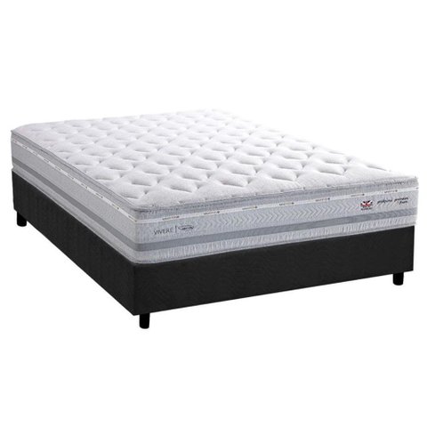 Colchão Casal Herval Molas Maxspring Petra C1662 + Base Crc Suede Gray (138x188x33) - 