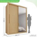 Ver imagem 4 de Guarda-Roupa Solteiro 2 Portas com Espelho Lateral 2 Gavetas Costa Rica Marrom Jequitibá