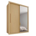 Ver imagem 3 de Guarda-Roupa Solteiro 2 Portas com Espelho Lateral 2 Gavetas Costa Rica Marrom Jequitibá