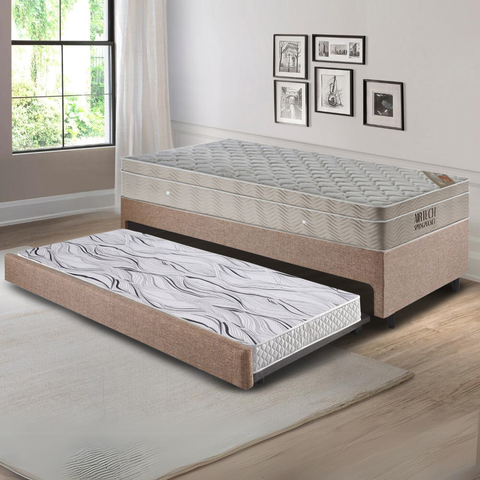Bicama Box Solteiro Linho 96x203x28 cm com Colchão Airtech Ortobom Molas Ensacadas