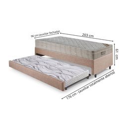 Bicama Box Solteiro Linho 96x203x28 cm com Colchão Airtech Ortobom Molas Ensacadas - 2