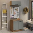 Ver imagem 1 de Kit com Balcão e Armário Aéreo Multiuso 80cm Rustic/cinza Agata Madesa Rustic/cinza