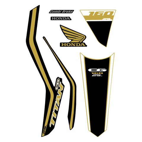 Kit Adesivo Faixa Protetor Cg Titan 160 Preto e Bege Ano 2018 a 2021 Cobra Motoparts