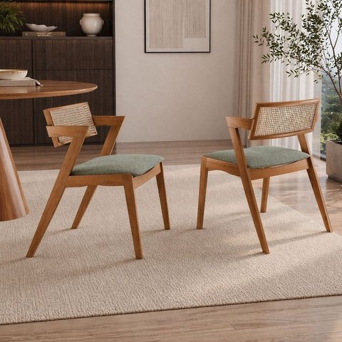 Kit 2 Cadeiras Maciça com Telinha Braço Oslo Luxo Imperial