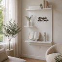 Ver imagem 1 de Prateleira Cantinho de Oração Branca 90x60cm + Placa 3D Nicho de Parede Bíblia Terço -  Branco