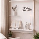 Ver imagem 3 de Prateleira Cantinho de Oração Branca 90x60cm + Placa 3D Nicho de Parede Bíblia Terço -  Branco