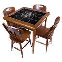 Ver imagem 1 de Cj Mesa Madeira Azulejo 80x80cm - Base 4pé 78cm + 4 Cadeiras 43 - Natural - Família e Amigos