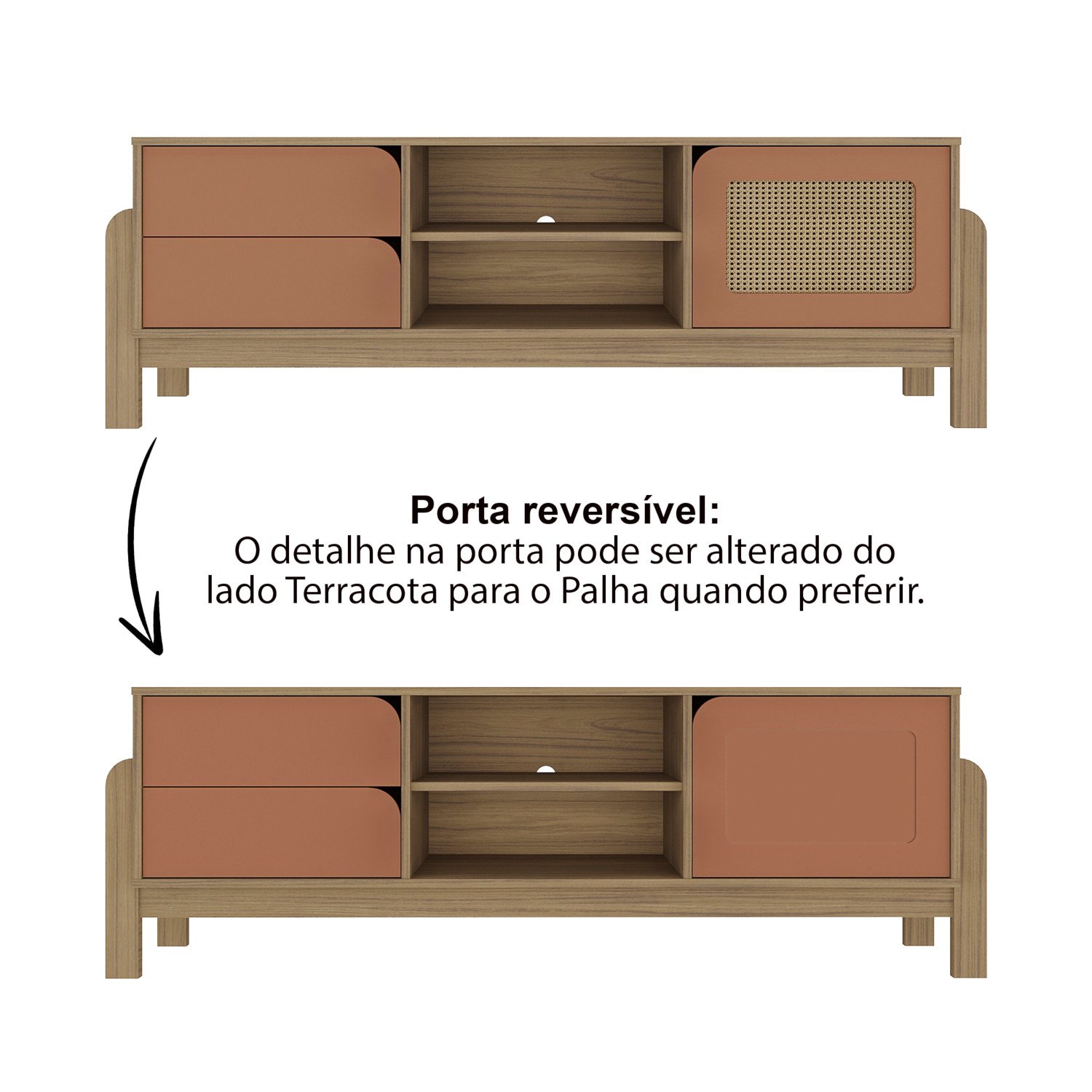 Rack para TV até 60 com 1 Porta 2 Gavetas 2 Nichos - 5