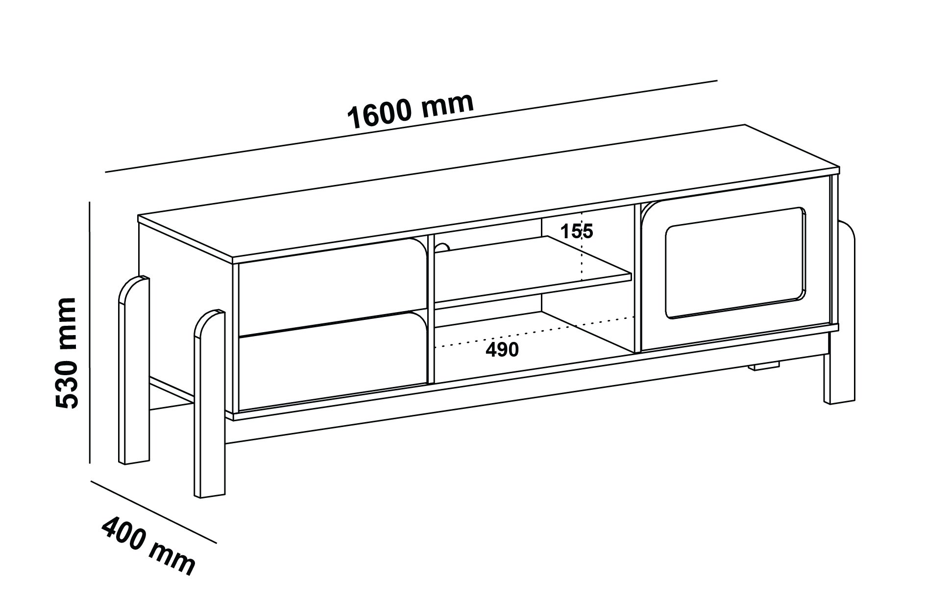 Rack para TV até 60 com 1 Porta 2 Gavetas 2 Nichos - 4