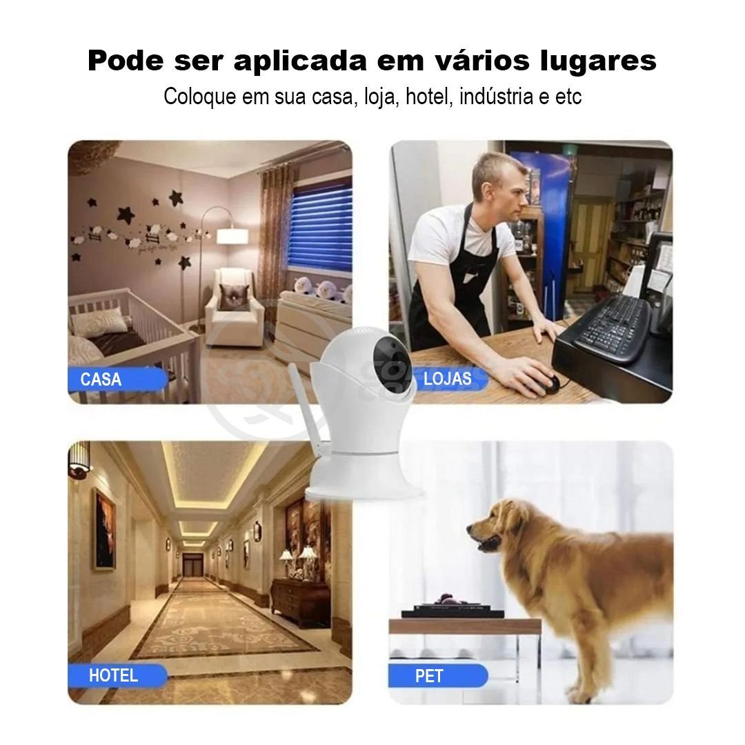 Câmera Ip C360 de Segurança Wifi 2 Antenas Robô Hd 1080p sem Fio 360º Áudio Visão Noturna - 8165hp - 11
