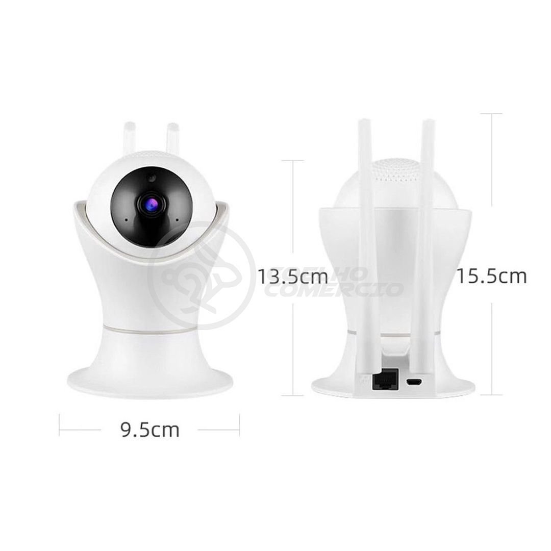 Câmera Ip C360 de Segurança Wifi 2 Antenas Robô Hd 1080p sem Fio 360º Áudio Visão Noturna - 8165hp - 14