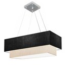 Ver imagem 1 de Lustre Pendente Retangular Vivare Md-4138 Cúpula em Tecido 70x30cm X 60x25cm - Bivolt Preto-linho-