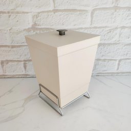 Lixeira para Banheiro Plástica com Suporte Cromado e Anel Interno 6,5L com Tampa Stolf Areia - 5
