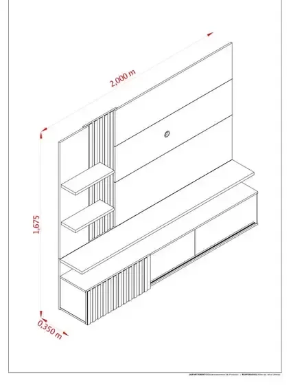 Ver imagem 4 de Painel Suspenso Atena - Bancada Suspensa - Tvs até 65 Polegadas - Calcatta Offwhite - Madetec
