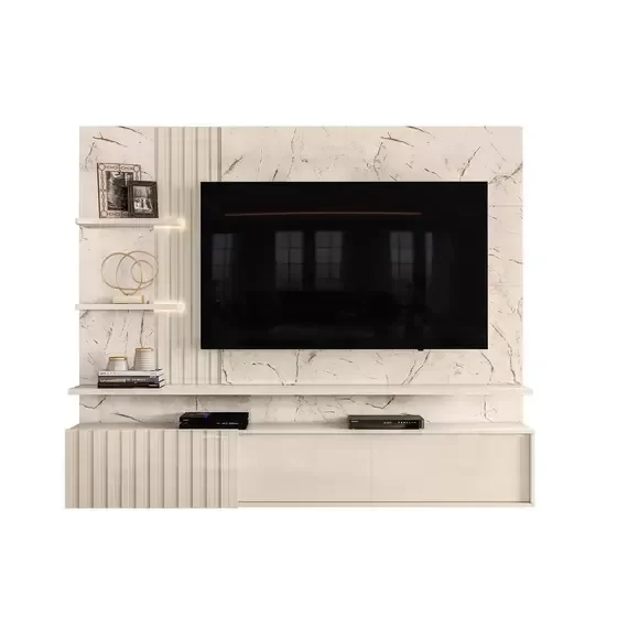 Ver imagem 3 de Painel Suspenso Atena - Bancada Suspensa - Tvs até 65 Polegadas - Calcatta Offwhite - Madetec