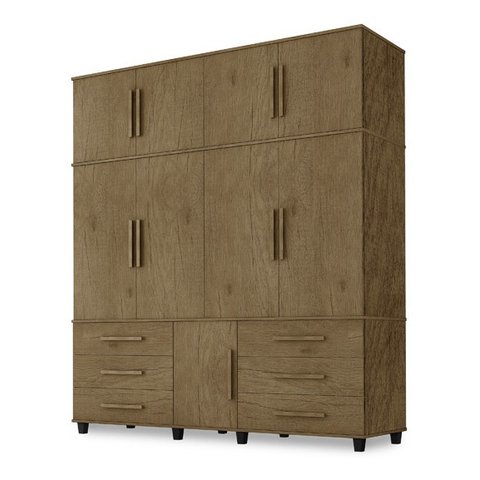 Roupeiro Triplex Guarda Roupas Londres Casal 8 Portas Jacara Trinobel