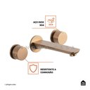 Ver imagem 3 de Torneira Para Banheiro Misturador Duplo Comando de Parede Piau Pingoo.casa - Dourado Rose