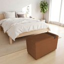 Ver imagem 1 de Recamier Puff Baú Organizador no Boucle com Cinto Preto:terracota