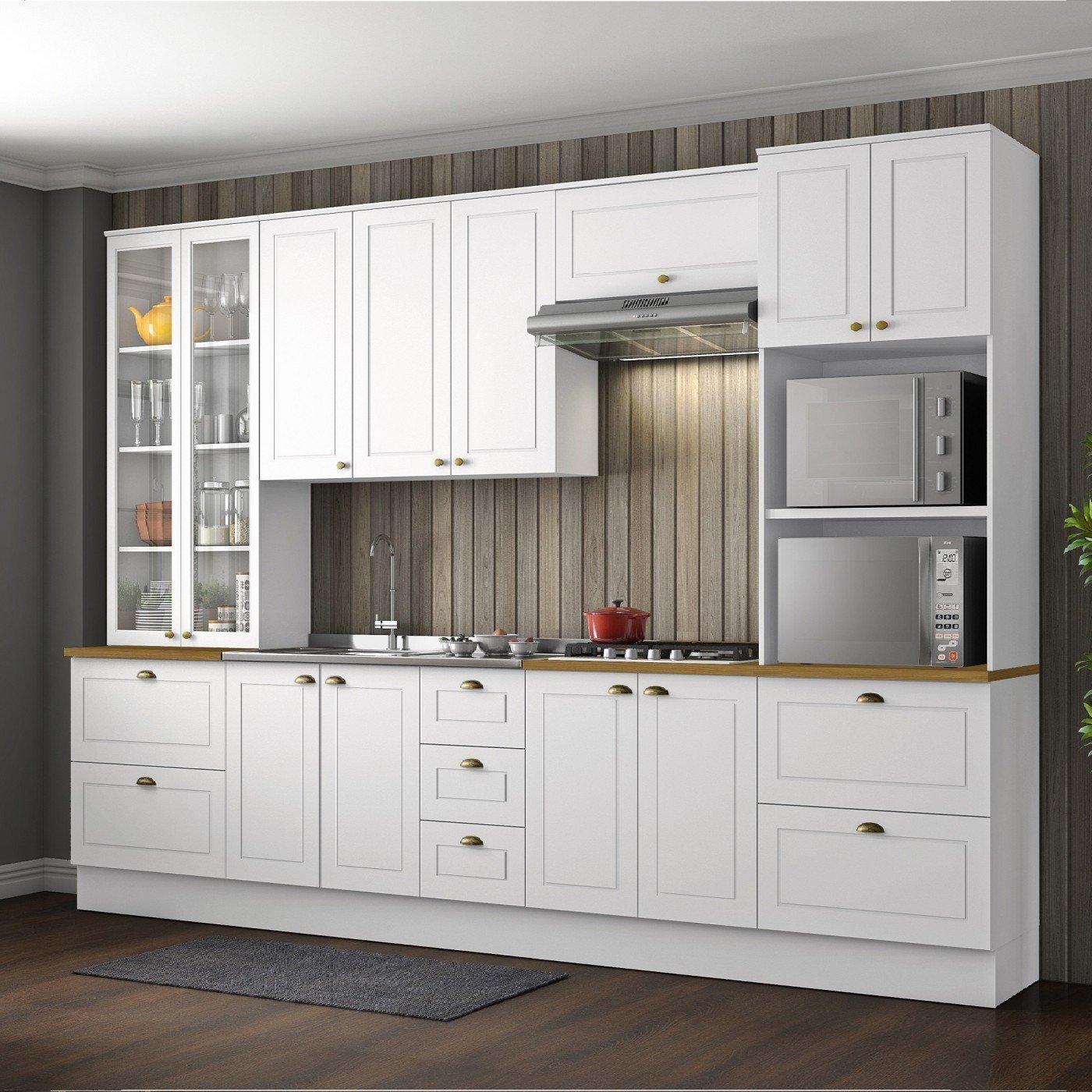 Cozinha Completa Americana 6 Peças Branco 100%MDF Sem Tampo - Henn