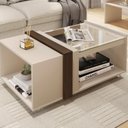 Ver imagem 2 de Mesinha Centro Sala Estar Vidro Encima Resistente Qualidade:off White-havana