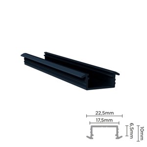 Perfil Alumínio Embutido para Fita Led Rm-331 Barra 03 Metros Preto Rometal 01 Unidade