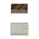 Ver imagem 2 de Cozinha Compacta Fineze 4 Portas 2 Gavetas com Vidro 100% MDF Areia Hp - Henn