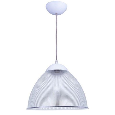 Lustre Luminária Pendente Utron Prismático Transparente 32cm - Acabamento Branco