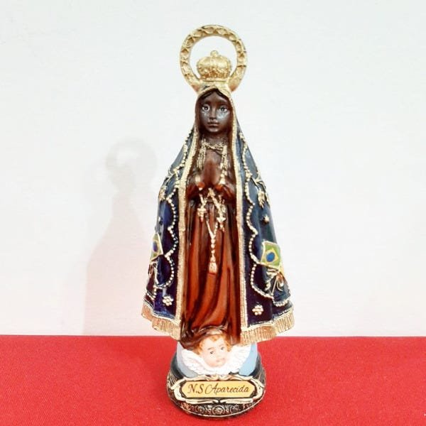 Imagem de Nossa Senhora Aparecida com Auréola de Resina - 15 cm - 1
