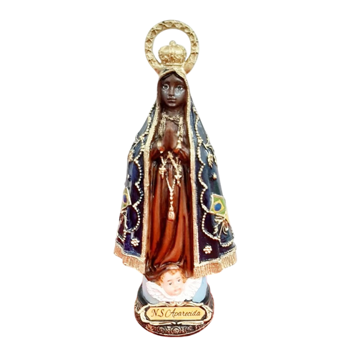 Imagem de Nossa Senhora Aparecida com Auréola de Resina - 15 cm