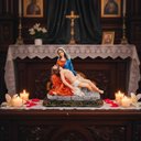 Ver imagem 2 de Imagem da Nossa Senhora da Piedade Pietá de Resina - 16 cm