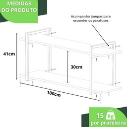 Prateleira Estilo Industrial Cozinha de Parede Gnd Pb 100cm - 4