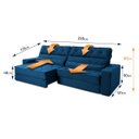 Ver imagem 3 de Sofá Retrátil Reclinável 250cm Albany Suede Velut com Molas Ensacadas - King House