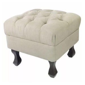 Puff Retrô Luis XV Capitonê Bege