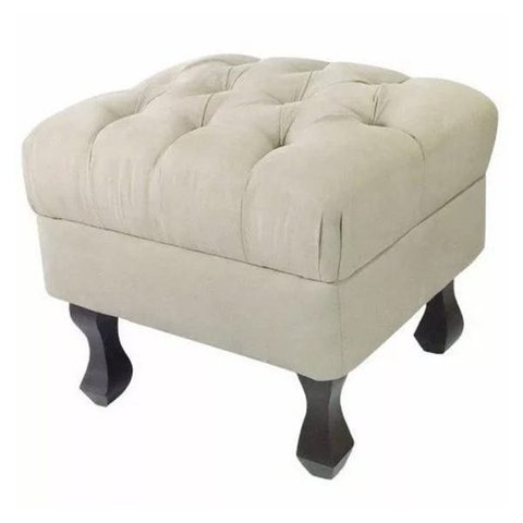 Puff Retrô Luis XV Capitonê Bege