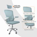 Ver mais imagens de Cadeira Diretor Vegas Ergonômica Tela Mesh Apoio Lombar Apoio de Cabeça Braços Retráteis Base Cromada Giratória Suporta 120kg Azul e Branco