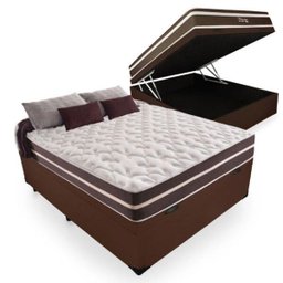 Cama Box Casal Anjos com Baú + Colchão de Molas - Anjos - Superlastic 138cm - Branco - 2