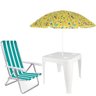 Kit Guarda-Sol Amarelo Praia + Mesa Apoio + Cadeira Praia - 1
