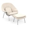 Poltrona Womb Chair com Puff em Sued - Creme - 1