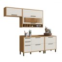 Ver imagem 1 de Armário de Cozinha Modulada com Balcão e Tampo 6 Portas 4 Gavetas Ágata 100% Mdf Vidro Reflecta Amên