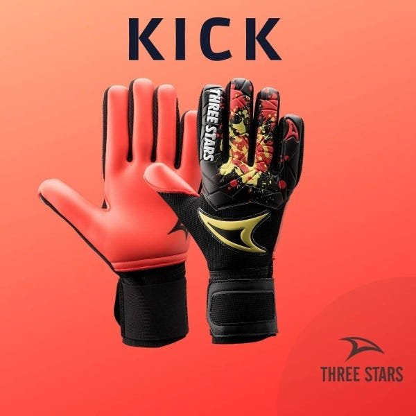 Luva Three Stars Kick Goleiro Profissional - Vermelho - G - 5