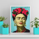 Ver imagem 1 de Quadro Decorativo Frida Bem Colorida 24x18cm:Madeira preta