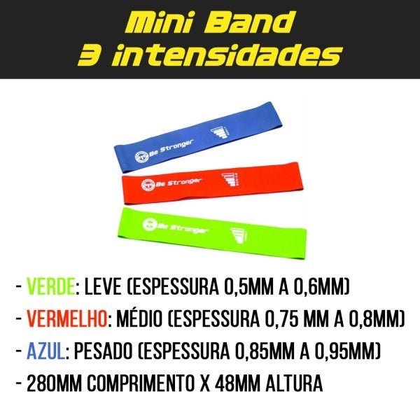 Kit Caneleira de Peso 3kg + Halter Dumbbel 2kg + Colchonete de Espuma + Mini Bands 3 - 10